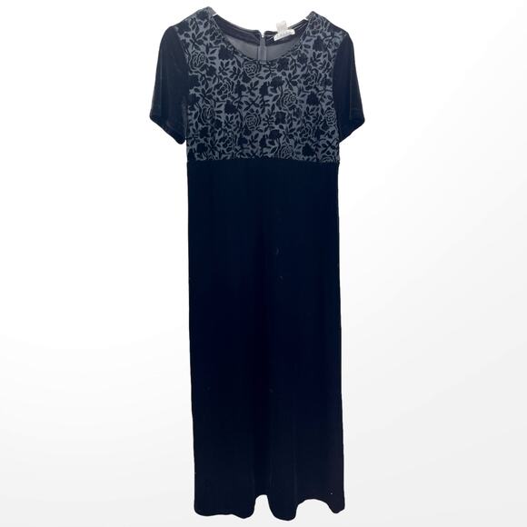 90s FOCUS Vintage Black Velvet Jacket Dress Set with Shoulder Pads - Picture 3 of 15